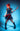 Blue V collector's print: Grace Kelly with a red flying V guitar against a blue background